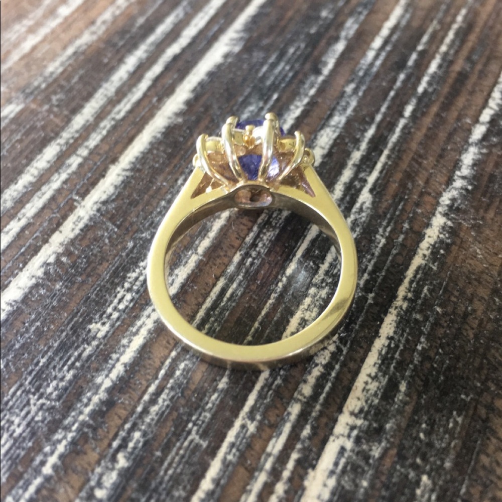 Diamond Tanzanite Ring 14K Yellow Gold - Picture 2 of 3